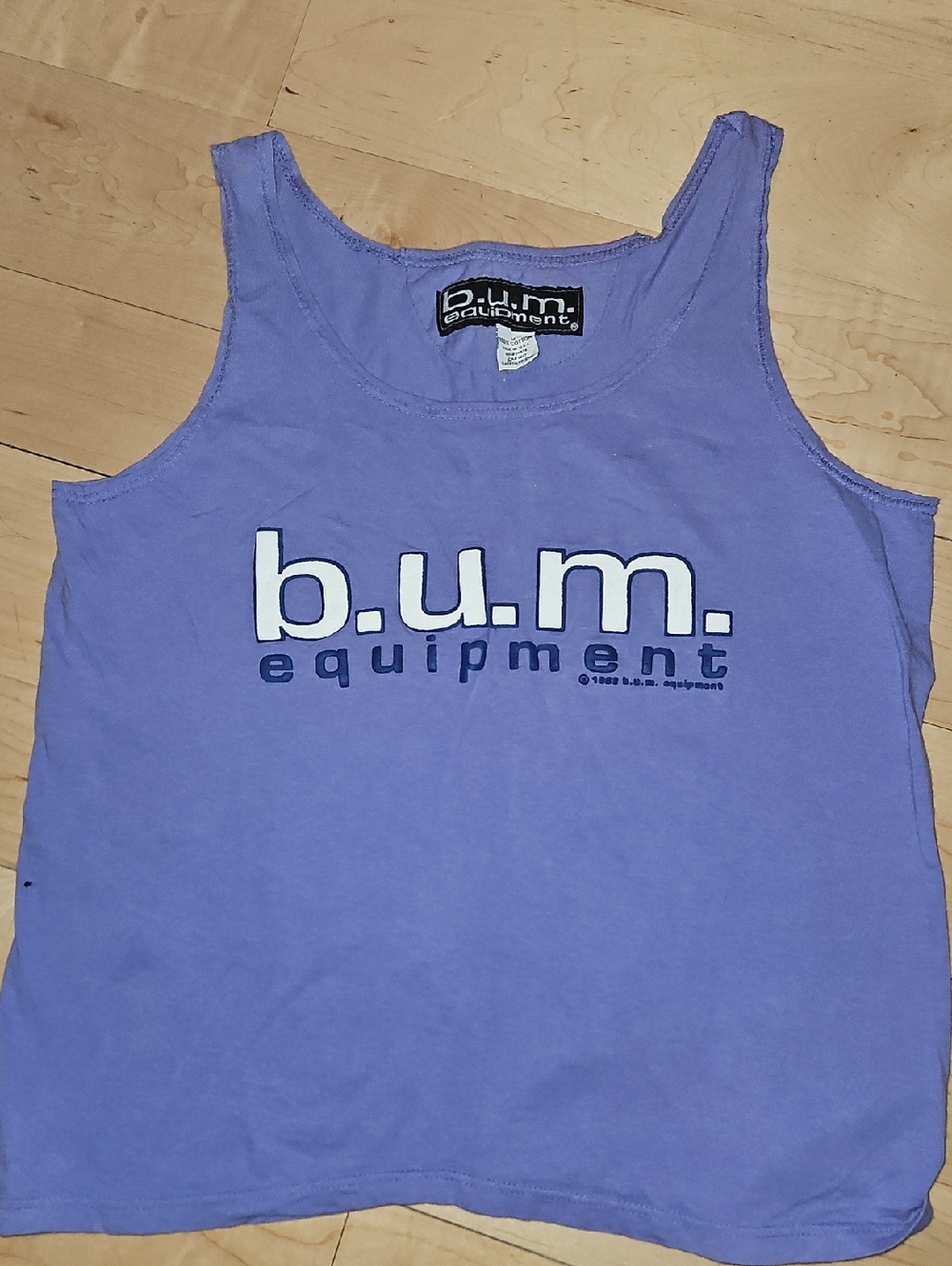B.U.M. Equipment Vintage Lavender Logo Tank. Womens M